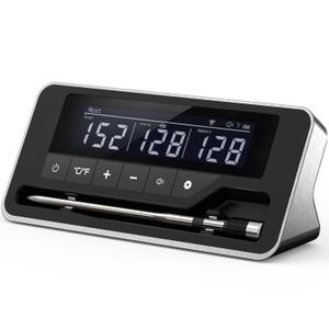 Smart Wireless Meat Thermometer Digital, Instant Read, Long Bluetooth Range, Alarm, High-Temp-Resist Food Thermometer, Grilling BBQ Accessories for Smoker, Cooking, Oven, Rotisserie, Black (Silver)