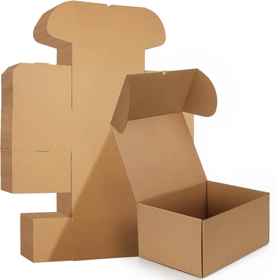 HORLIMER 12x9x6 inches Shipping Boxes Set of 15, Brown Corrugated Cardboard Box for Mailing, Packaging, Small Business