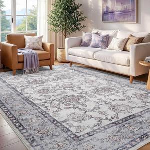 6x9 Washable Non-Slip Area Rug for Living Room(Gray Purple)