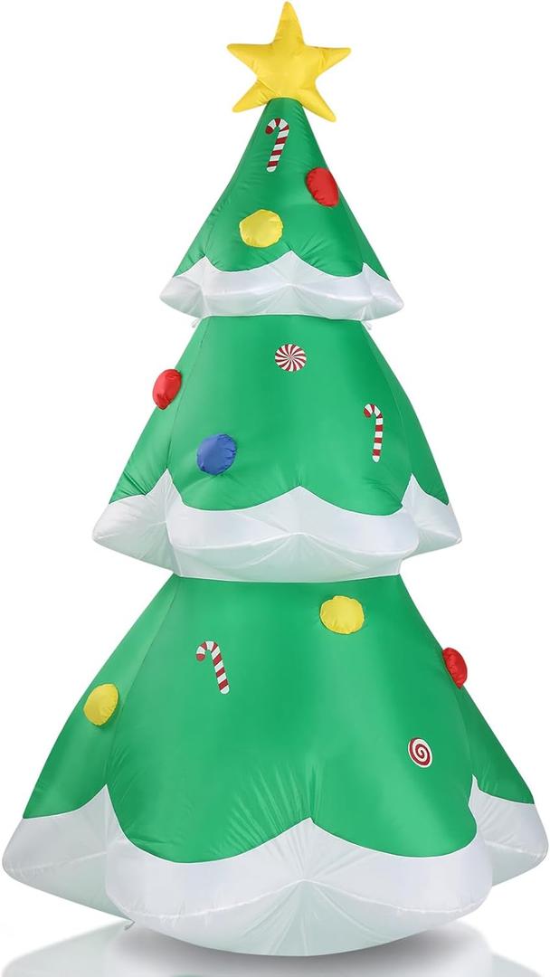 6.9 FT Lighted Inflatable Christmas Tree, Blow Up Yard Decorations with Built-in LED Lights for Holiday Party Front Yard Lawn Garden Decor