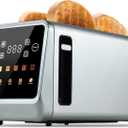 Long Slot Toaster 4 Slice, Touch Screen LED Display, 1.5 Extra Wide Slots for Thick Bread & Bagels, Countdown Timer, Memory Function, Dual Independent Control, 6 Shade Settings, Stainless Steel (4 piece smart model)