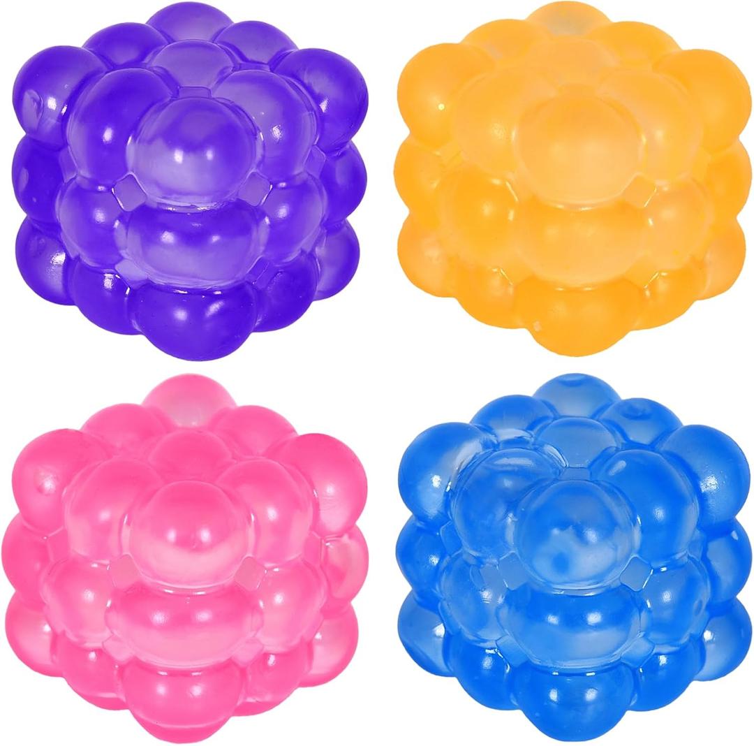 Irregular Blocks Soft Squishy Stress Balls for Kids & Adults, 1.96in Stress Cube Fidget Toy with Taba Squishy Texture, Irregular Shape for Anxiety Relief and Focus(4pcs) (Ice Cube-four Color)