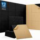 12Pack Acoustic Wall Panels Panels High Density Sound Dampening Panels 0.4" x 12" x 12" Square Acoustic Panels for Home Office Recoding Studio with self Adhesive Acoustic Panels. (Black)