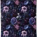 Dark Gothic Floral Blanket Gifts for Kids Adult Women Deep Purple and Blue Flower Throw Blankets,Soft Comfy Lightweight for Room Couch Bed Sofa Modern Stylish Decor,Art Lovers 60x50in
