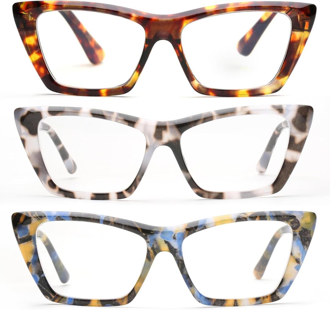 JOO'RTI 3 Pack Cat-Eye Blue Light Blocking Reading Glasses for Women,Stylish Design,Fashion and Cute (Tortoise-black/Grey/Blue) JOO'RTI 3 Pack Cat-Eye Blue Light Blocking Reading Glasses for Women,Stylish Design,Fashion and Cute (Tortoise-black/Grey/Blue)