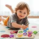 Pinkiwine Unicorn Wooden Peg Puzzles Montessori Educational Toys for Kids Toddlers Christmas Stocking Stuffers Gifts Unicorn Party Favors