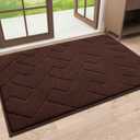 OLANLY Indoor Door Mat, 32x20, Dirt Resistant and Absorbent, Sturdy Non-Slip Rubber Backing, Easy to Clean, Washable Low-Profile Doormat for Entryway, Dark Brown