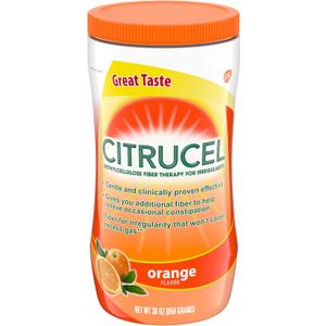 CITRUCEL Fiber Powder for Occasional Constipation Relief, Methylcellulose Fiber Powder, Orange Flavor - 30 Ounces
