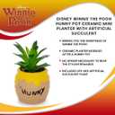 Silver Buffalo Disney Winnie The Pooh Hunny Pot 3-Inch Ceramic Mini Planter with Artificial Succulent | Small Flower Pot, Faux Indoor Plants for Desk Shelf, Home Decor Trinket Tray and Collectibles