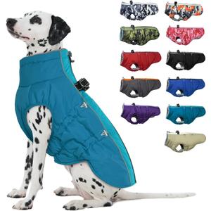 Medium Dog Winter Jacket - Warm Reflective Water-Resistant Snowsuit for Medium Dogs, Green (Medium (Chest: 20.9"))