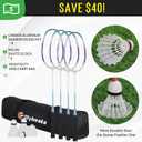 Outdoor Baminton Net Set for Backyard, Beach, Family Games with 20 * 3ft Anti-sag Net, 4 Aluminum Badminton Rackets, 3 Shuttlecocks, Carring Bag - Easy Set Up & Portable