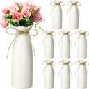 Qinyoung White Ceramic Bud Vase Set of 8, 8'' Small White Flower Vase for Centerpieces, Modern Floral Decor for Wedding Party Dining Table Home Decoration(Fashionable)