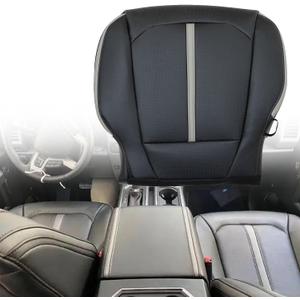 Driver Side Bottom Microfiber Leather Perforated Black & Gray Seat Cover Compatible with Ford F150 Platinum Ed 2015 2016 2017 2018 2019 2020 Fit for Ford F250 F350 2017-2022