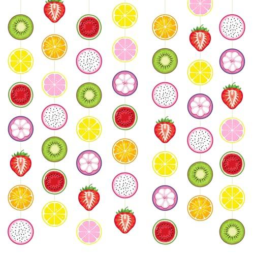 Duraaamo 8 Packs Fruit Party Banner Decorations Twotti Frutti Paper Garland Dancing Frutti Paper Hanging Cutouts Summer Theme Banners for Summer Theme Birthday Party Supplies Decor(Fruit)