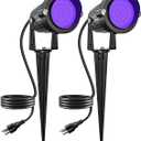 Halloween Spotlight 15W LED Black Lights Landscape Lighting Waterproof Outdoor Blacklight with US Plug for Glow Dance Party,Stage Lighting,Body Paint, Poster, Neon Glow(2 Pack)