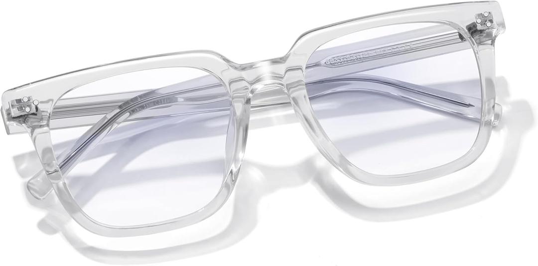 Oversized Square Blue Light Glasses for Woman Men fashion Reduce Eyestrain Protection for TV/Computer/Gaming (Clear)