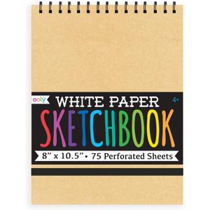 OOLY DIY Cover Large Sketchbook, 8 x 10.5 Inches White Paper Sketchbook Drawing Book for Kids, Artists Drawing Pad for Gel Pens