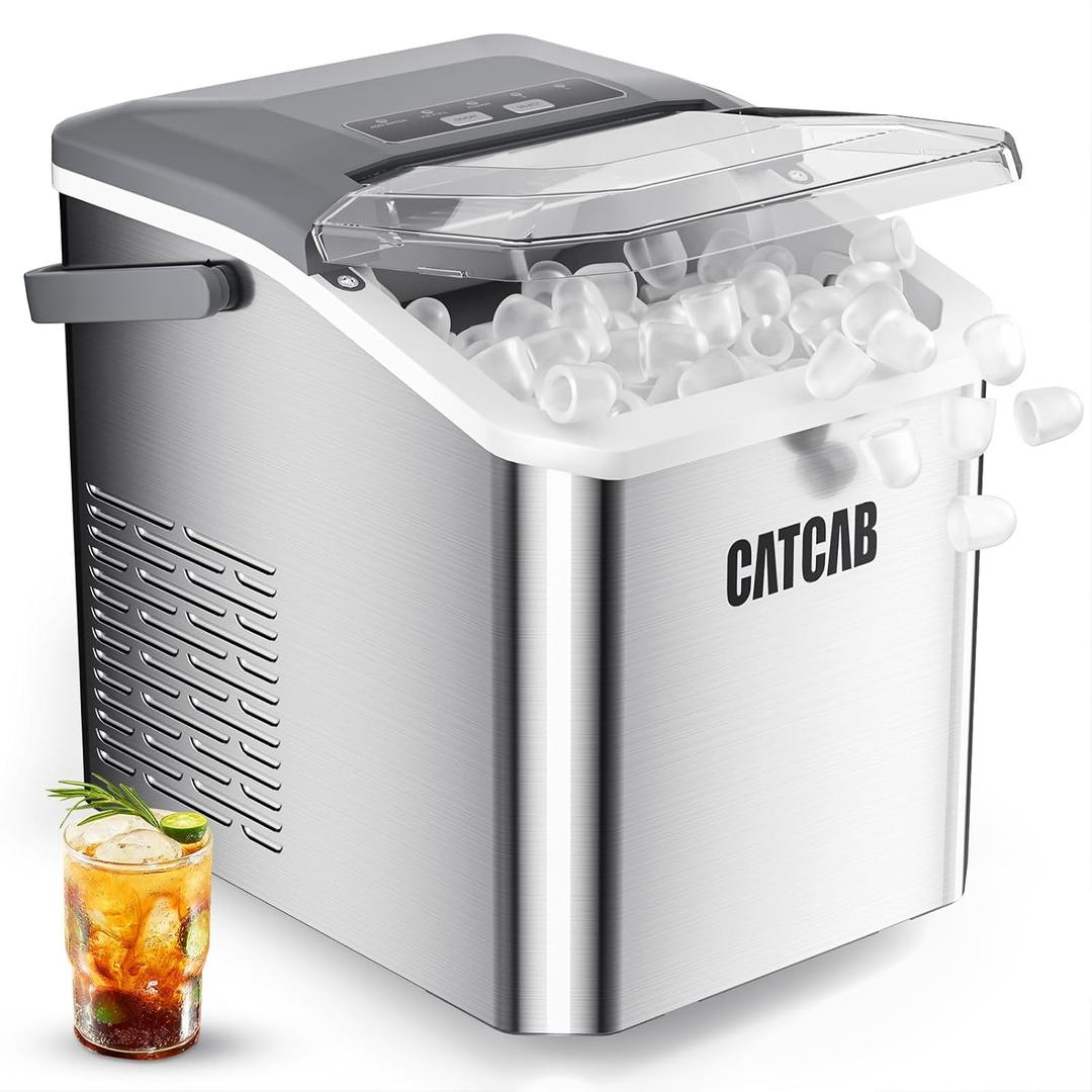 Ice Makers Countertop, 26.5Lbs/24H Ice Machine with 2 Sizes Bullet Ice, 9 Ice Cubes Release in 6 Mins, Self-Cleaning Portable Ice Maker with Ice Scoop and Basket for Home Kitchen Office Bar RV