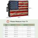 American Flag Outdoor TV Cover 80-85 Inches, Weatherproof & Waterproof, Red Striped Blue Star Enclosure with Remote Control Pocket, Vintage Wooden TV Screen Protectors