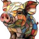 Pig Ornaments Decor for Window Hanging, Pig Lover Gifts for Women Men, Farm Animal Home Wall Room Decorations, Christmas 2D Flat Acrylic Ornamnet (4in)