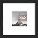 upsimples 8x8 Picture Frame, Display Pictures 4x4 with Mat or 8x8 Without Mat, Wall Hanging Photo Frame, Black, 1 Pack