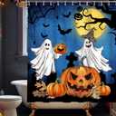 pinata Halloween Shower Curtain Set, Halloween Bathroom Set 4, Bathroom Decor Sets with Shower Curtain and Rugs Accessories, Ghost Curtains for Bath Decor