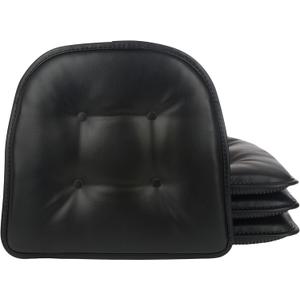 Klear Vu Omega Non-Slip Chair Cushions, Assembled in USA, U-Shaped Skid-Proof Seat Pads for Dining, Kitchen, Office, 15"x16", 4 Pack, Leather Black