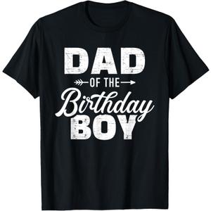 Dad of The Birthday boy Matching Family Party T-Shirt (Black, L)