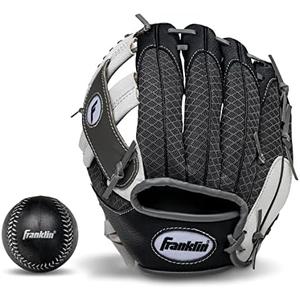 Franklin Sports Kids Baseball Glove + Foam Ball Sets - Meshtek Youth Teeball Gloves for Kids + Toddlers - Left + Right Hand Throw - 9.5" Inch