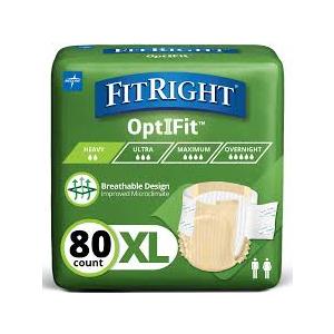 FitRight Adult Diapers, Extra+ Heavy Absorbency, XL (Waist Size 56in64in), 20 Count, OptiFit Incontinence Briefs for Men and Women, Disposable, MoistureWicking, Leak Protection,