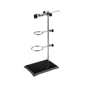 QWORK Steel Laboratory Support Stand Set, 16" Rod with Rings & Clamp for Filtration, Heating & Teaching Experiments