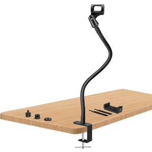 Microphone Arm Stand Long 20.5'' Sturdy Gooseneck Mic Stand Adjustable Microphone Arm Stand Microphone Holder Flexible Stand Black Podium Compact Mic Arm for Desk Traveling