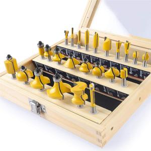 KOWOOD 24X Router Bits Set 1/4 Inch Shank Made of Carbon Steel C3 Alloy Blade for Professional Woodworking