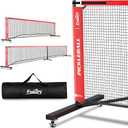 Portable Pickleball Net Set with Wheels, Regulation Size 22 FT & Half Court 11 FT, Steady Metal Frame Pickle Ball Net Set System with Carry Bag for Backyards, Driveways, and Garages