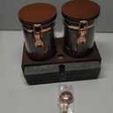 Flmeyaza Glass Coffee Canister Set with Shelf and Spoon, Set of 2 Coffee Containers for Storing Ground Coffee Beans, Sealed, Coffee Bar Coffee Filter Holder