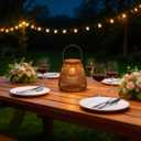 Cooo 2 Pack Giant Candle Lantern Heat-Tesistant Glass Candle Holder Rattan