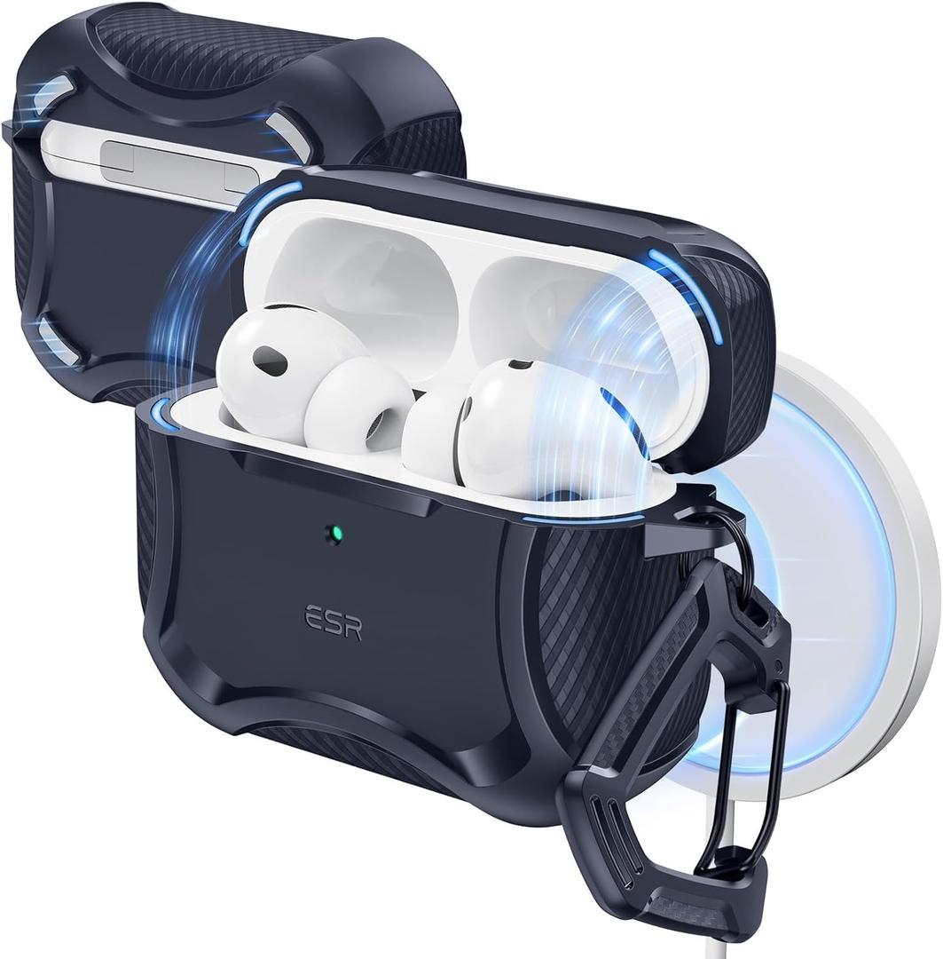 ESR for AirPods Pro 3 Case (2025), Compatible with Airpods Pro 3rd Generation (USB-C Cable), Magnetic Lid, MagSafe Ready, Powerful Drop Protection, Cyber Series, Navy Blue