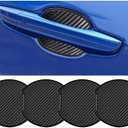 4Pcs Car Door Handle Stickers, 3D Carbon Fiber Texture Auto Door Cup Protective Film, TPU Scratch Protector Cover Guard Pad, Vehicle Door Bowl Paint Cover for Most Models(3.89''3.93'')