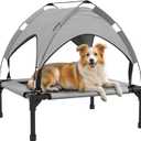 PawHut Cooling Raised Dog Bed w/Breathable Mesh, for S, M Dogs - Light Grey