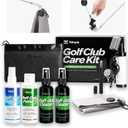 Pro Golf Club Care Kit – Cleaner, Polish, Brush, Groove Sharpener, Grip Cleaner, Magnetic Towel & Leather Bag – Restores Clubs, Removes Rust & Scratches, Renews Tackiness – Golf Gifts for Golfers