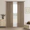Latte Pinch Pleated Linen Curtains 84 Inches Length 2 Panels Rustic Tan Brown Light Filtering Back Tab Pleat Curtain with Hooks Rings 84 Inch Long Memory Trained Window Drapes for Living Room Bedroom