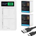 2-Pack Rechargeable Battery Compatible with Arlo Pro 5S 2K Pro 4 Pro 3 Ultra 2 Cameras VMC4050P VMC4250P VMC4350P A-4a, with LCD Dual Battery Charger (4800mAh 3.85V)