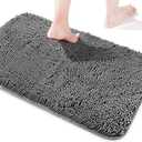 Yeaban Chenille Bathroom Rugs Non-Slip Thick Plush Bath Mat - Absorbent Washable Bath Rugs for Bathroom Shower Sink Carpet (Dark Gray, 23' x 40'