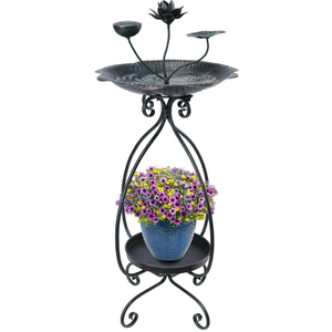 VCUTEKA Bird Bath with Flower Planter Pedestal, birdbath for Outdoors with Lotus, 33" Height Vintage Bird Baths for Garden Yard Patio Lawn Decor