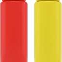 BRIGHTFROM Condiment Squeeze Bottles, RED/YELLOW 8 OZ Empty Squirt Bottle with Wide Neck - Great for Ketchup, Mustard, Syrup, Sauces, Dressing, Oil, BPA FREE Plastic - 2 PACK