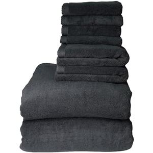 Westlinen Egyptian Cotton Bath Towel Set, 650 GSM 8-Piece — 2 Oversized Bath Sheets (31"x63"), 2 Hand Towels (16"x31"), 4 Washcloths (13"x13") — Dark Gray