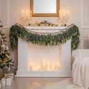 6FT Christmas Cedar Garland Thick & Lush, Real Touch Faux Greenery Christmas Garland for Mantle, Fireplace, Porch, Outdoor & Indoor Holiday Decorations (2 Pcs)