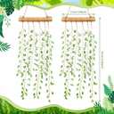 Suncalla 2 Pcs Crystal Suncatchers for Window Boho Decor Hanging Sun Catcher Making Rainbow Green Plants Artificial Crystal Prisms Wind Chime with Chain for Garden Home Wedding Ornament Gift