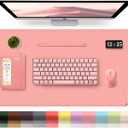 Leather Desk Pad Protector, Desk Mat, Large Mouse Pad, Non-Slip Desk Blotter, Office Laptop Desk Pad, PU Leather Desk Writing Pad for Office and Home (Sweet Pink, 31.5" x 15.7")
