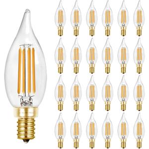 Hizashi E12 LED Bulb 40W Equivalent Candelabra Bulbs Dimmable 2700K Warm White, 90+ CRI Chandelier Light Bulbs, 4W 450LM Flame Tip CA10 Candle Light Bulbs, UL Listed - 24 Pack